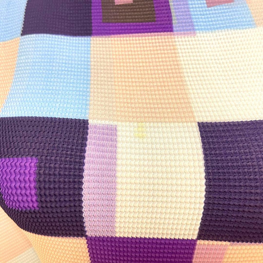 ISSEY MIYAKE ME 幾何学模様 ハイネック半袖 ワッフルプリーツ F