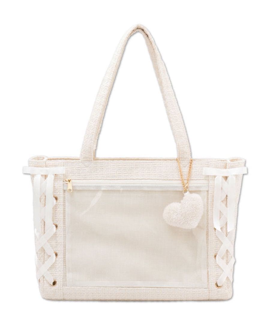 WEGO ツイードレースアップ痛バッグ S オフホワイト