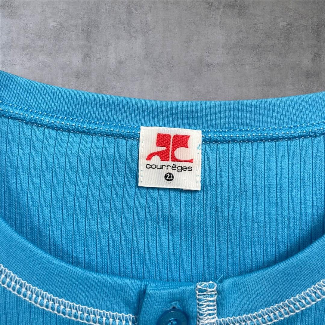 新品タグ付き レア courrèges21 ヘンリーネック リブ コットン 38