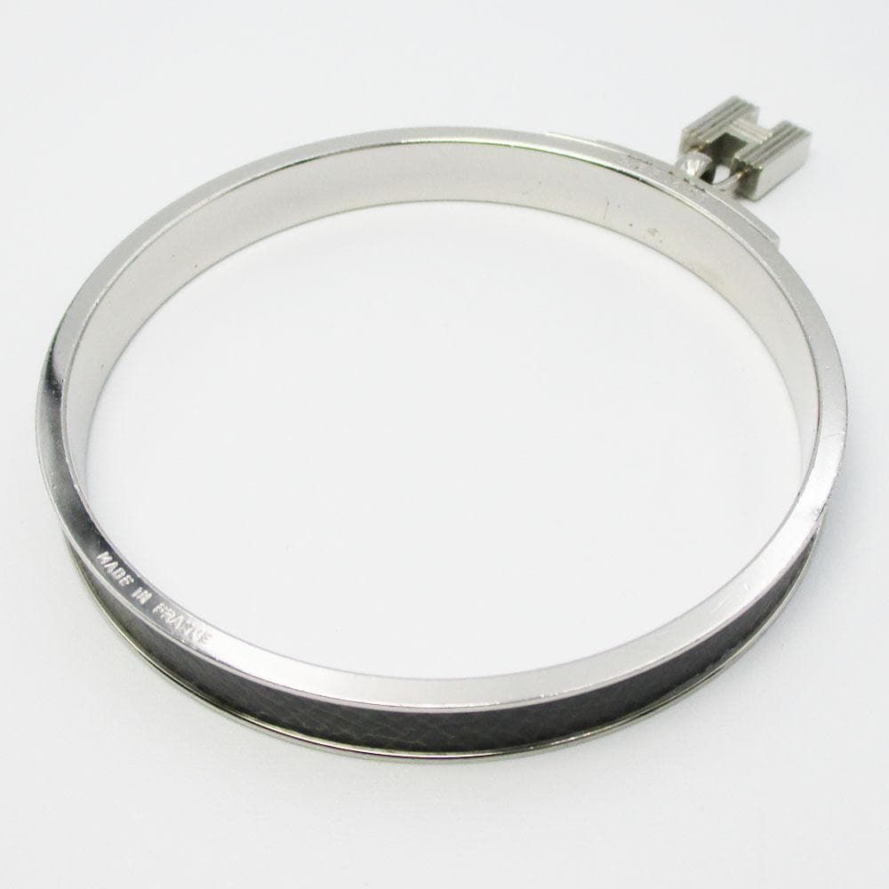 HERMES エルメス ケリーバングル シルバー×ブラックレザー