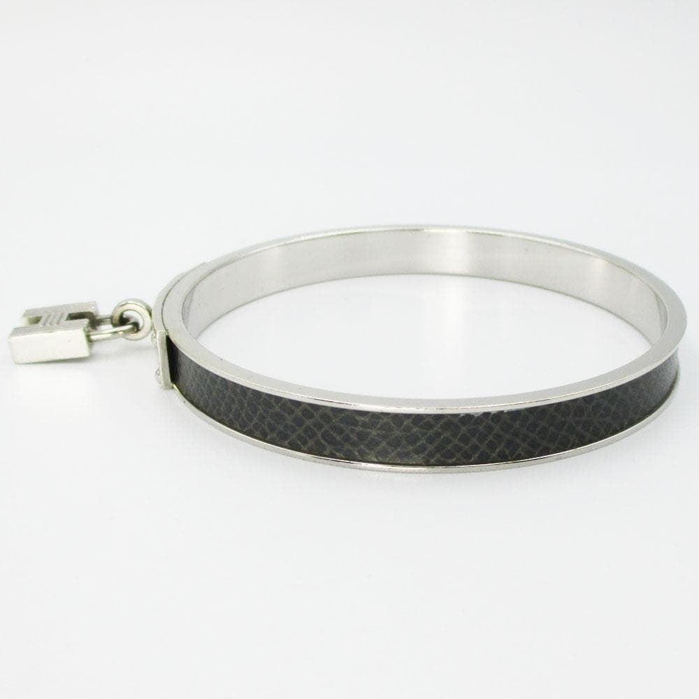 HERMES エルメス ケリーバングル シルバー×ブラックレザー