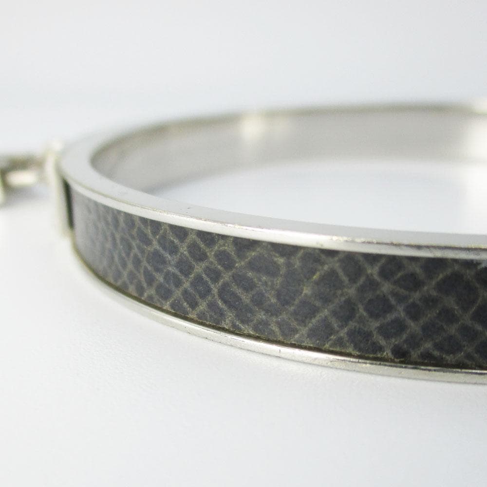 HERMES エルメス ケリーバングル シルバー×ブラックレザー