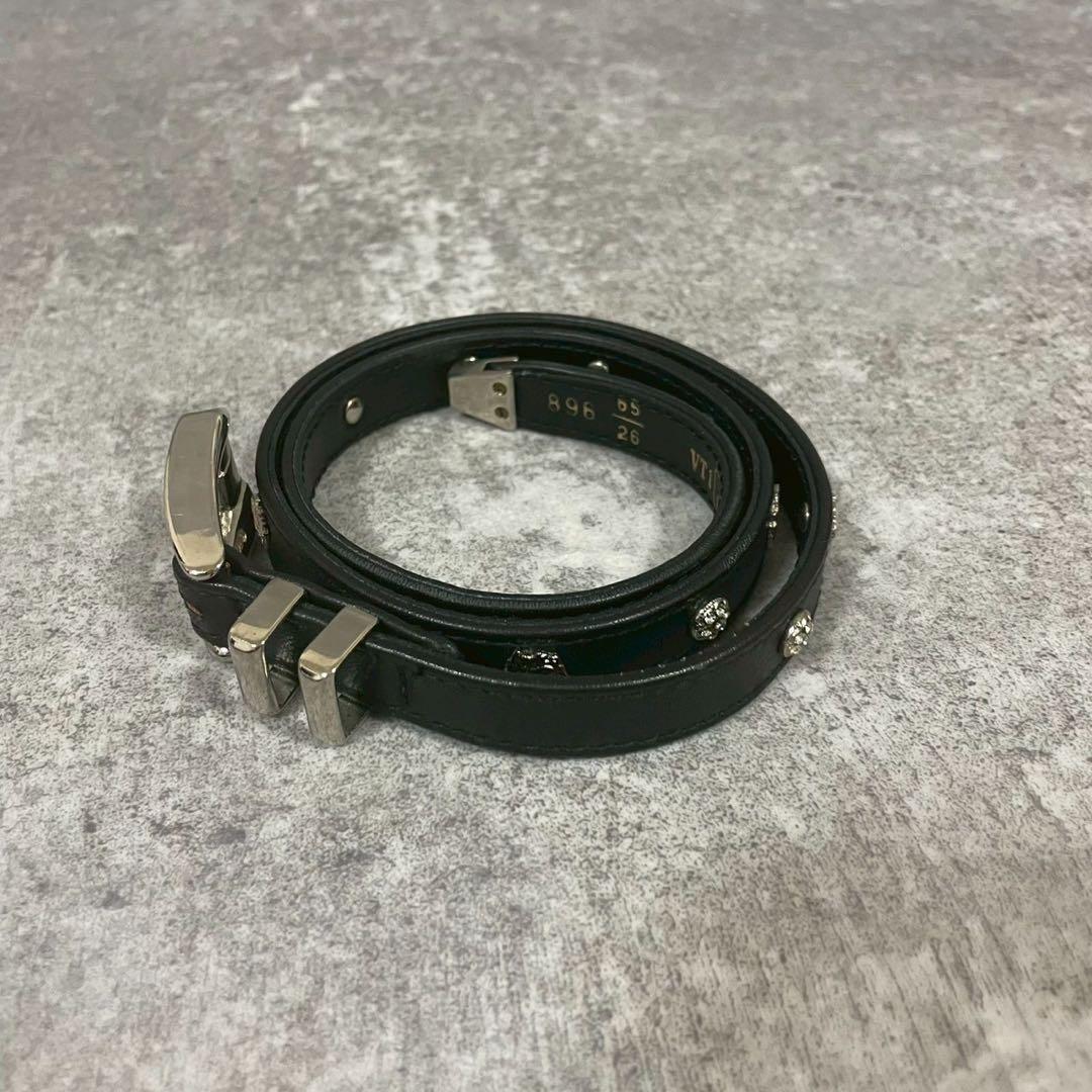 ヴェルサーチ　ベルト　メデューサ　ロゴ　ブラック　ゴールド　スタッズ　シルバー