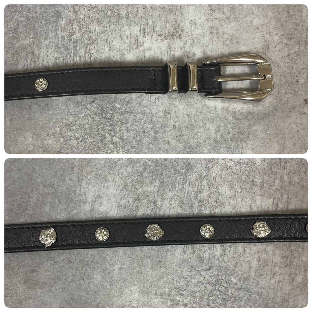 ヴェルサーチ　ベルト　メデューサ　ロゴ　ブラック　ゴールド　スタッズ　シルバー