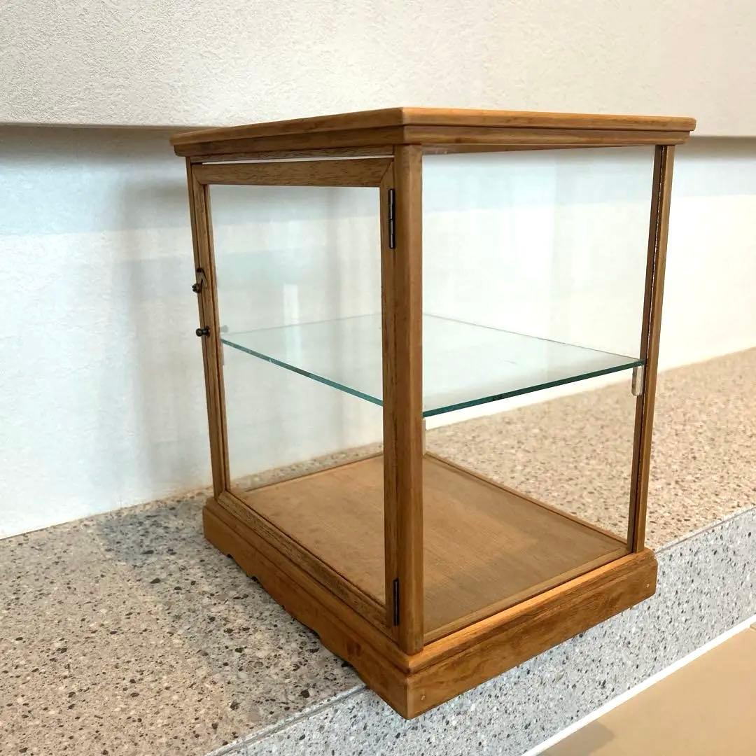 古い木製ガラスケース 2段 卓上ショーケース