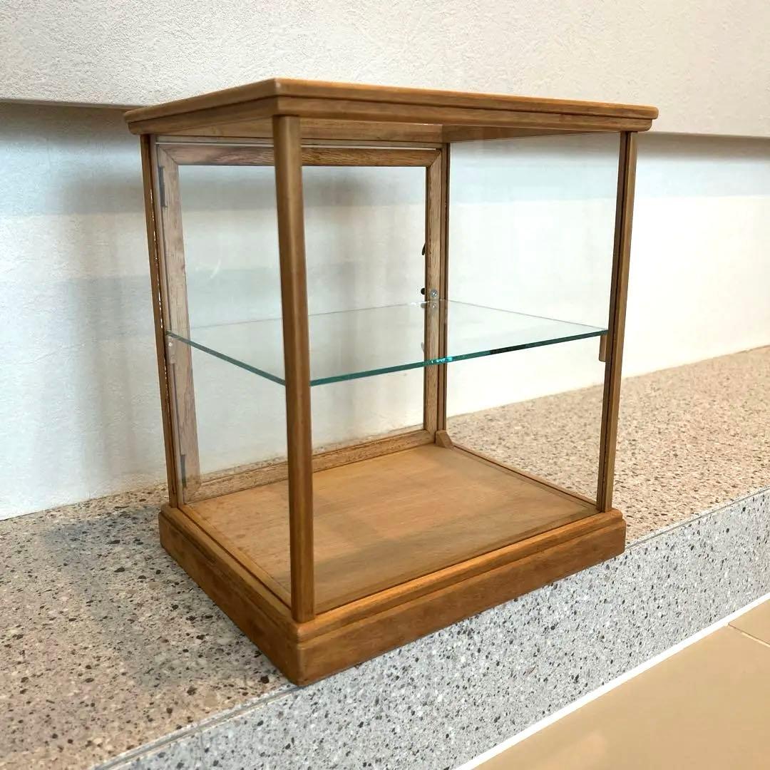 古い木製ガラスケース 2段 卓上ショーケース