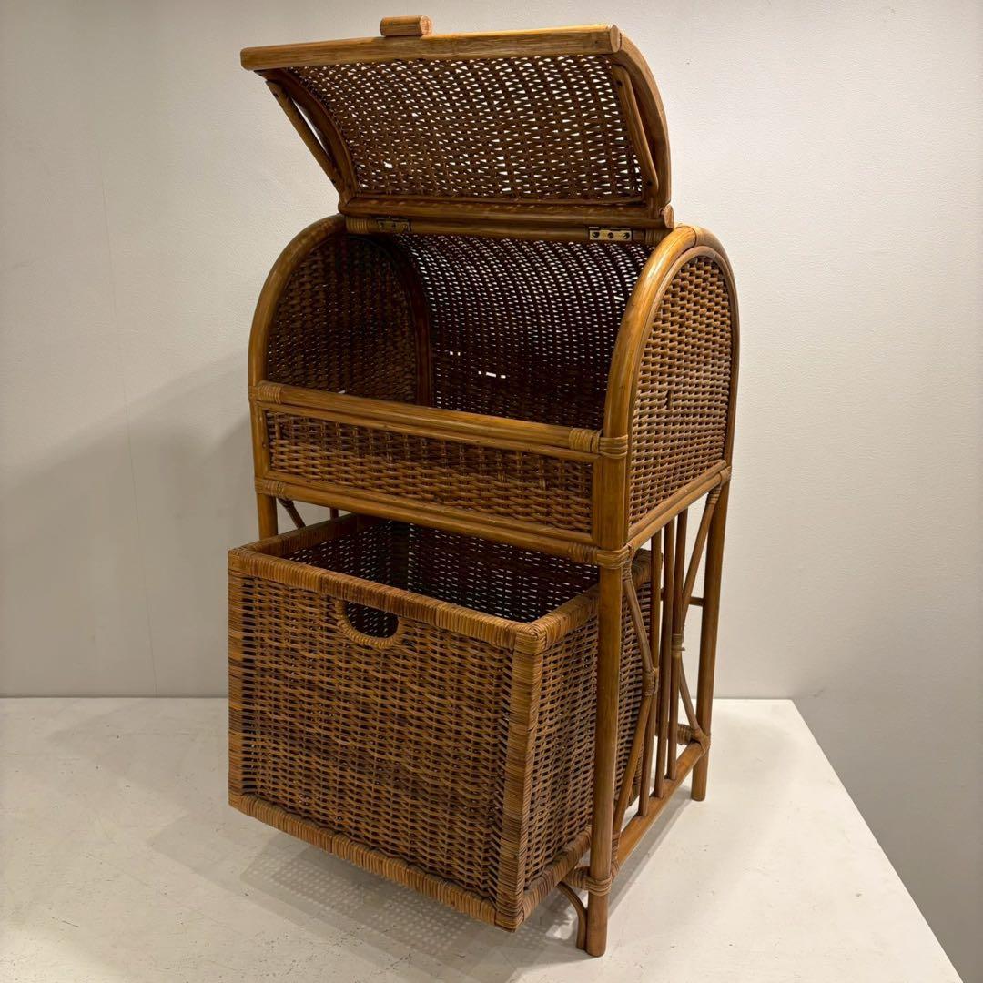 ラタン　ビンテージ　ランドリーラック