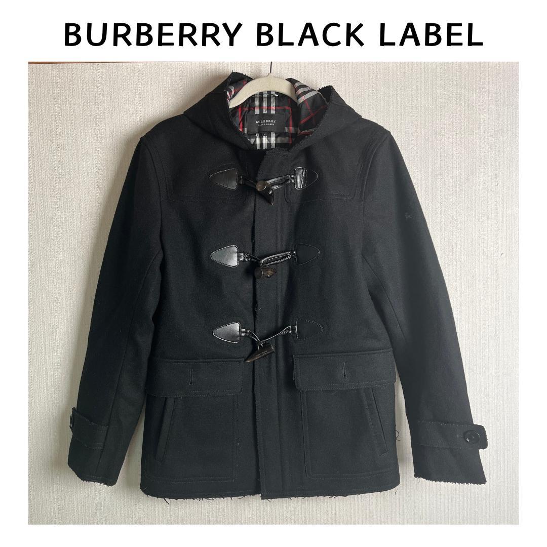 バーバリーブラックレーベル ★ ダッフルコート M ブラック ショート丈