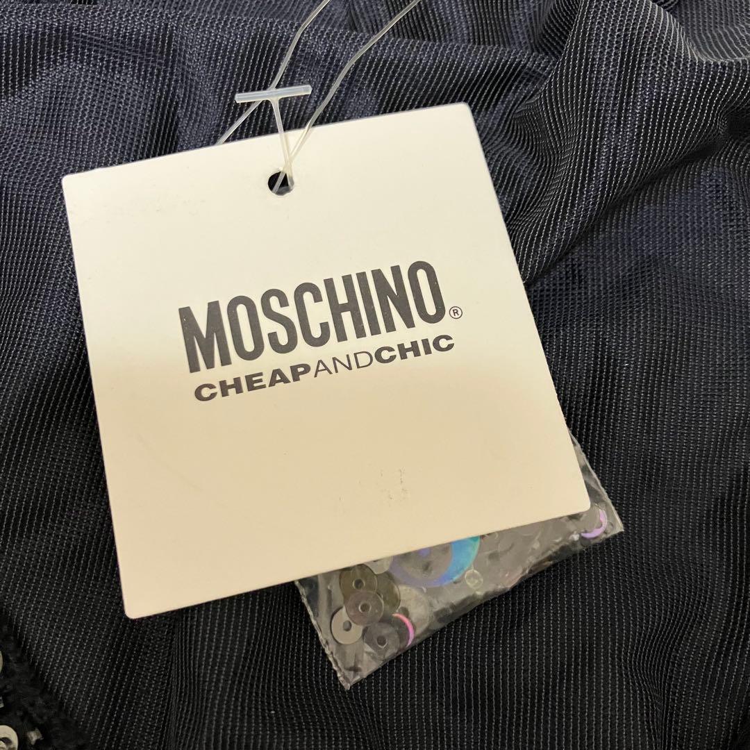 【タグ付】MOSCHINO ビジューカーディガン　ニット　スパンコール　黒　L