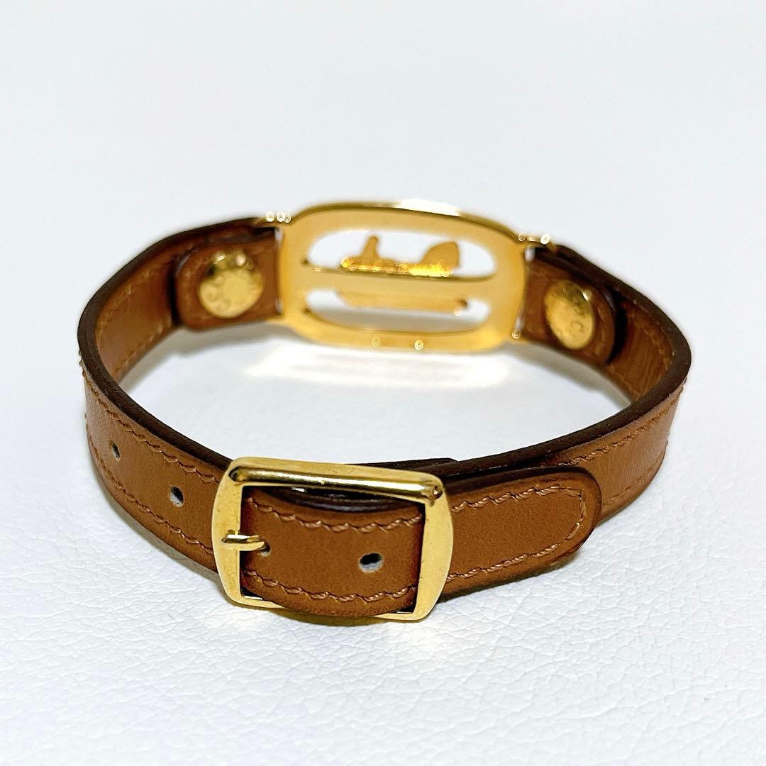 【超希少】セリーヌ CELINE レザーブレス バングル 馬車金具 ビンテージ