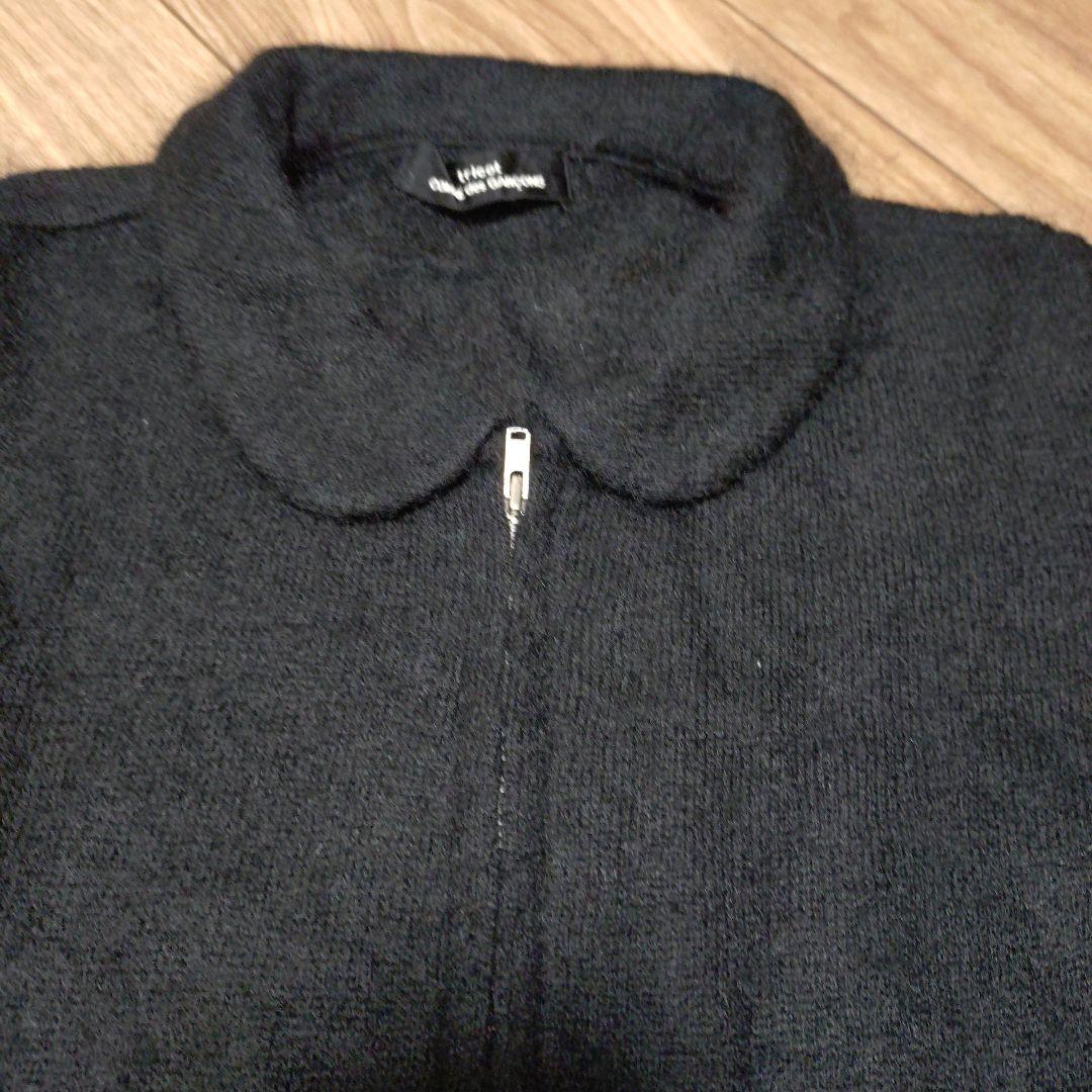 【美品】トリココムデギャルソン　ウール混カーディガン　編み込み　ブラック