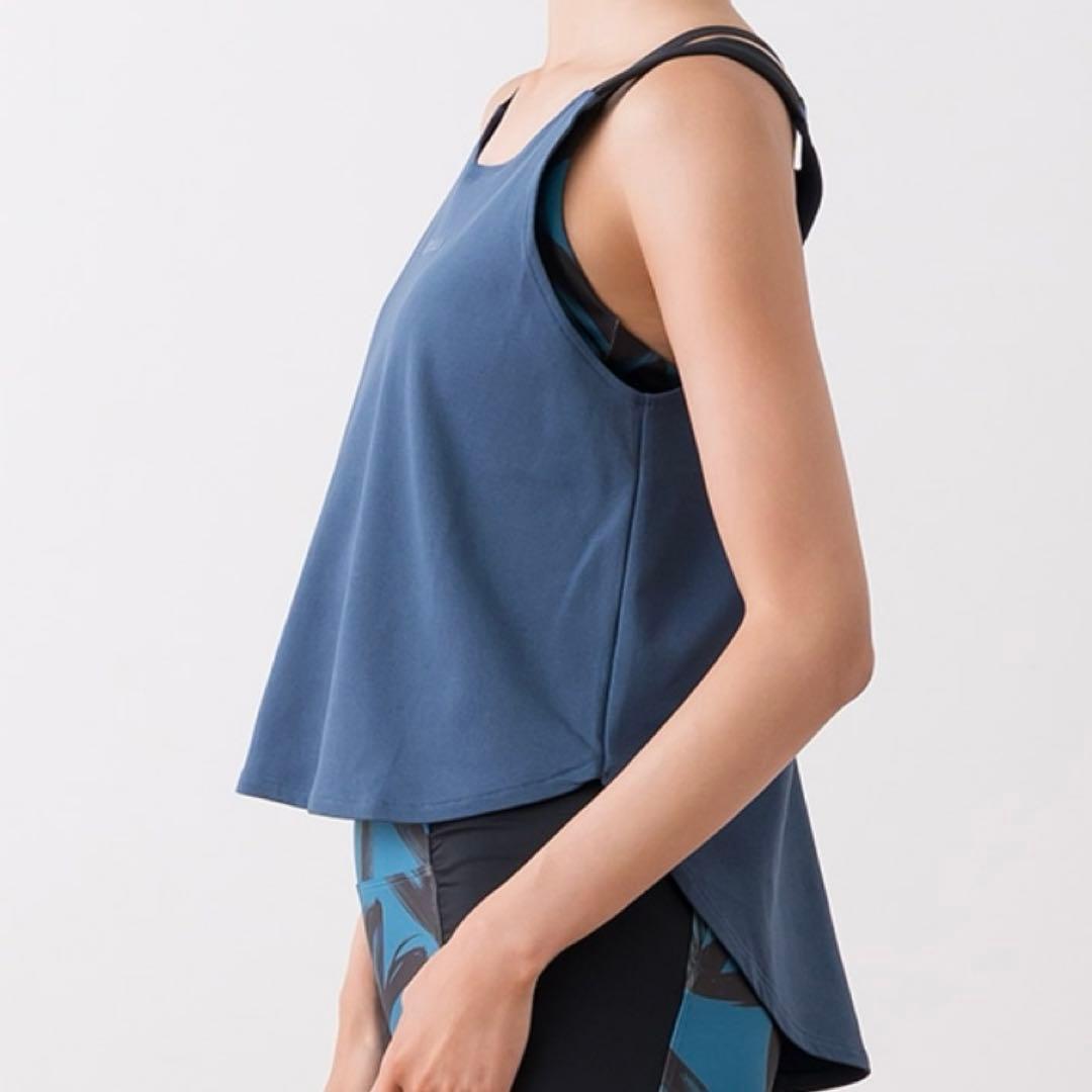 【SUKALA】ハートプリントセパレートタンクトップ（M／ネイビーブルー)