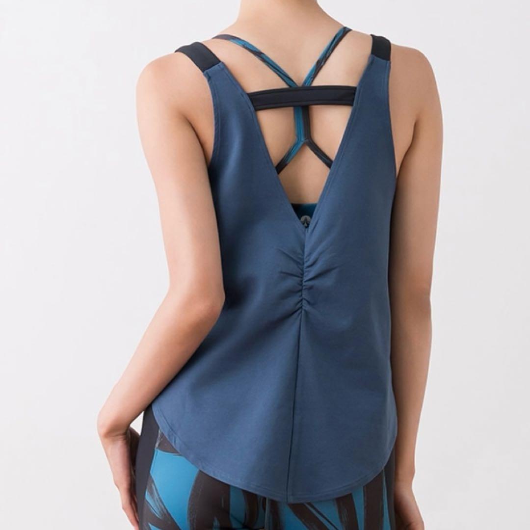 【SUKALA】ハートプリントセパレートタンクトップ（M／ネイビーブルー)