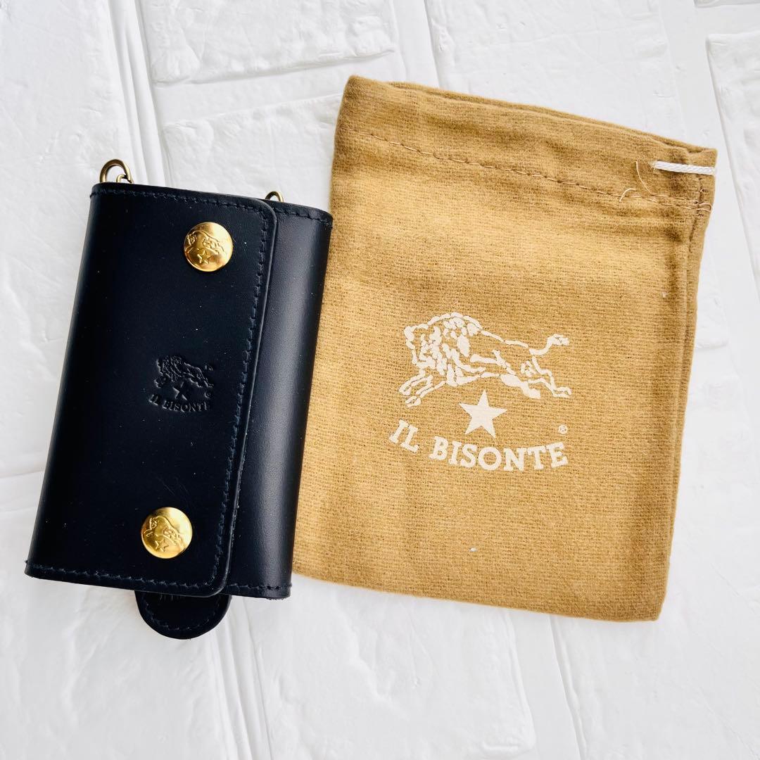【新品タグ付き】IL BISONTE ブラック キーケース 箱無し 巾着付き