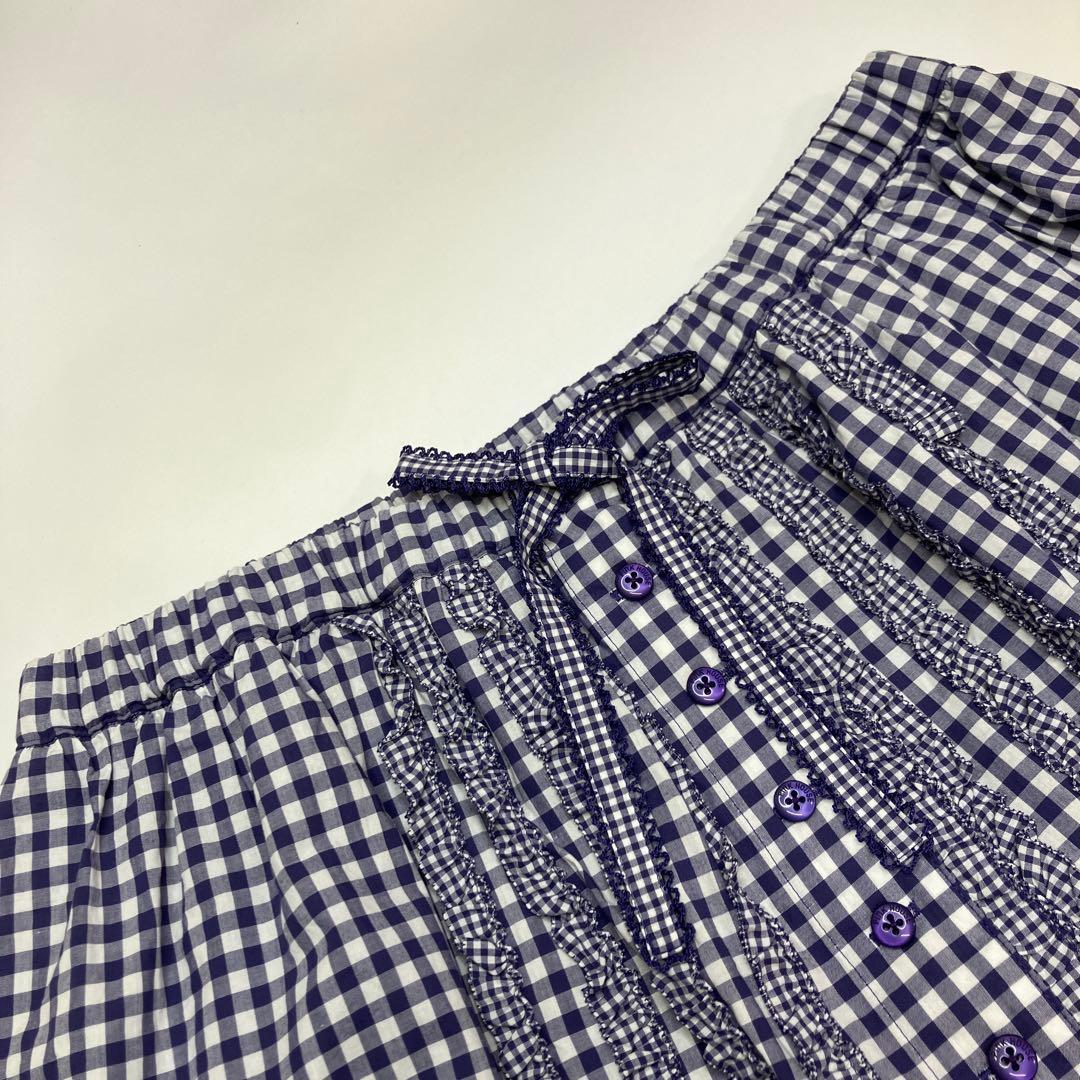 【美品】ピンクハウス パープルギンガム タブリエ付き ワイドパンツ/2024年