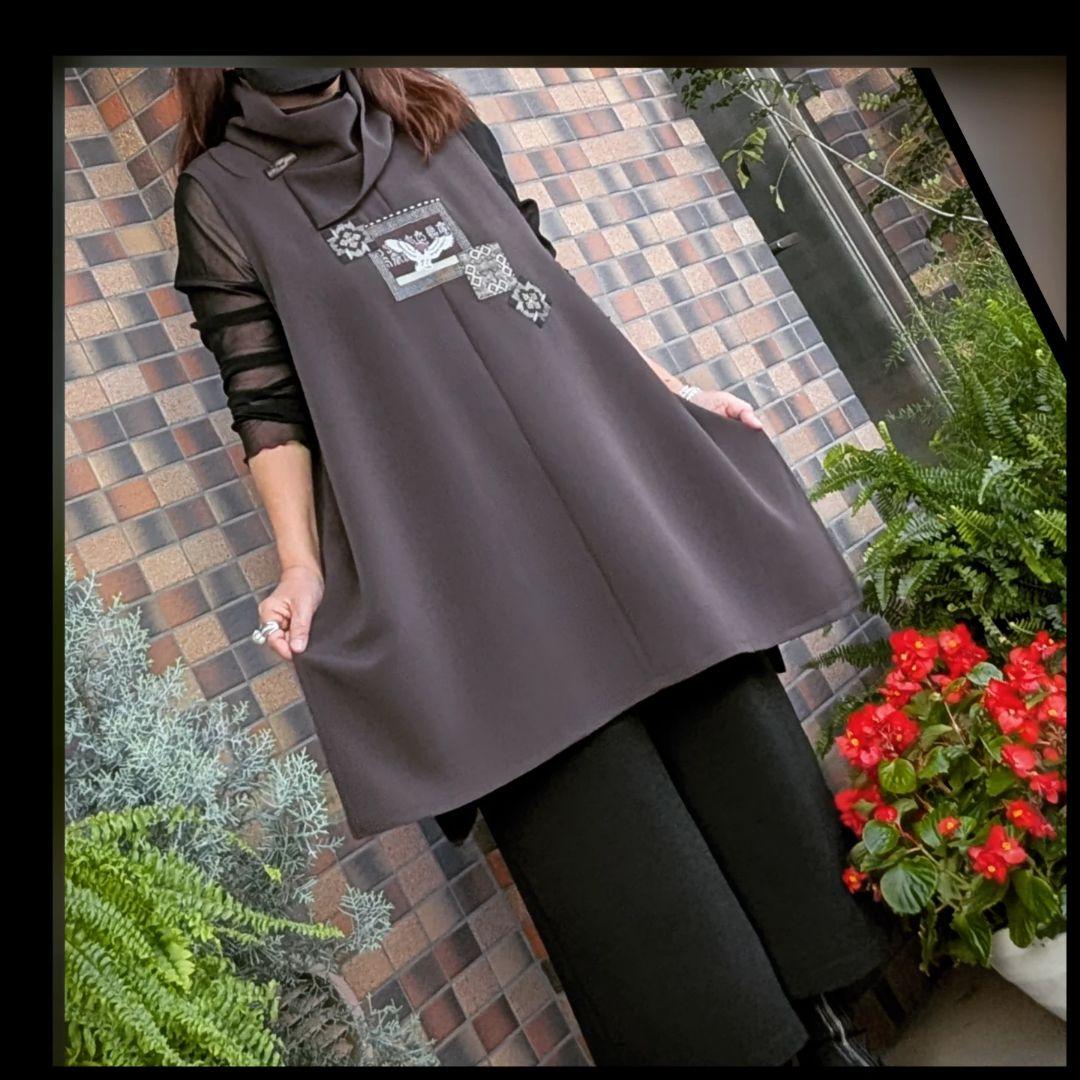 古布アレンジ♥丹後ちりめんベスト イレギュラーヘムライン