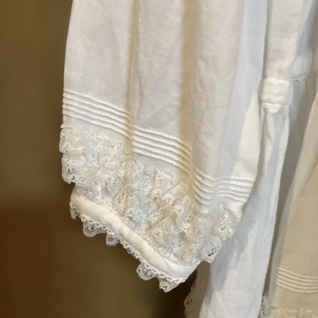 ピンクハウス　チュニック　ブラウス　ホワイト　ピンタック　レースフリル　長袖