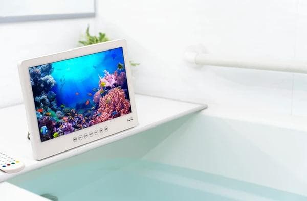 防水14インチフルセグDVD 防水レベルIPX7高い防水性能、キッチンやお風呂等