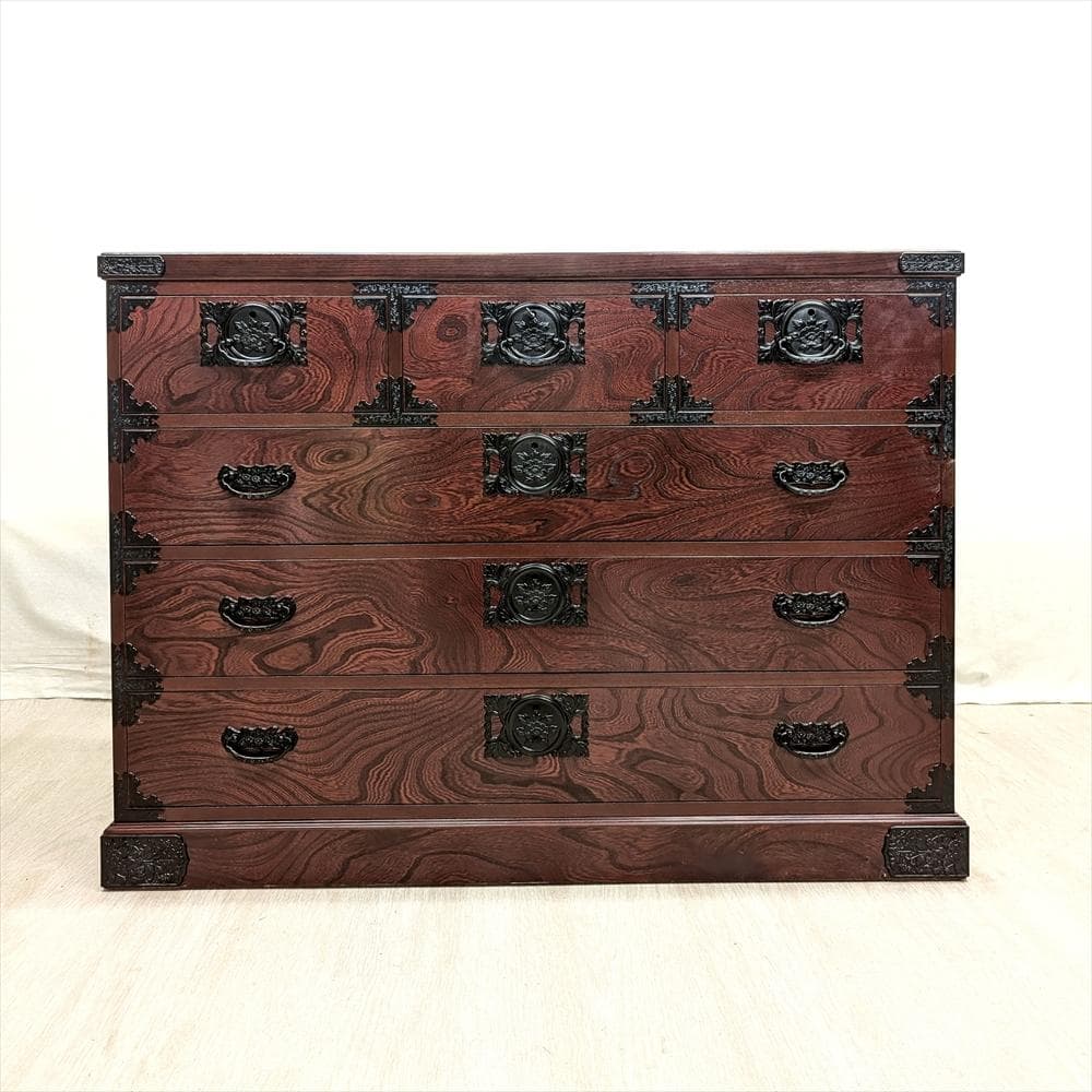 美品　飛鳥工芸　欅箪笥　ケヤキ　リビングチェスト　箪笥　タンス　焼印　気密　民藝