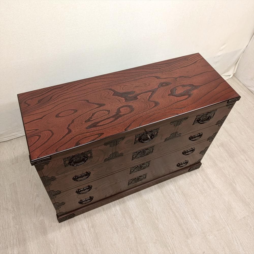 美品　飛鳥工芸　欅箪笥　ケヤキ　リビングチェスト　箪笥　タンス　焼印　気密　民藝