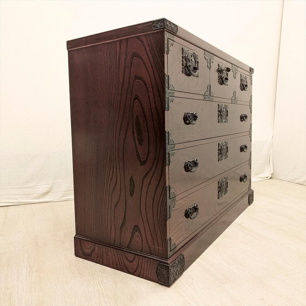 美品　飛鳥工芸　欅箪笥　ケヤキ　リビングチェスト　箪笥　タンス　焼印　気密　民藝