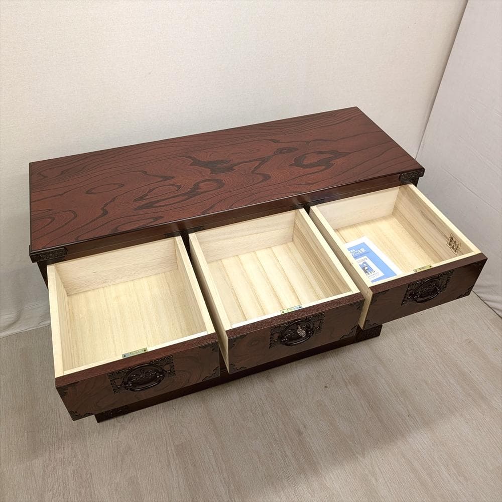 美品　飛鳥工芸　欅箪笥　ケヤキ　リビングチェスト　箪笥　タンス　焼印　気密　民藝