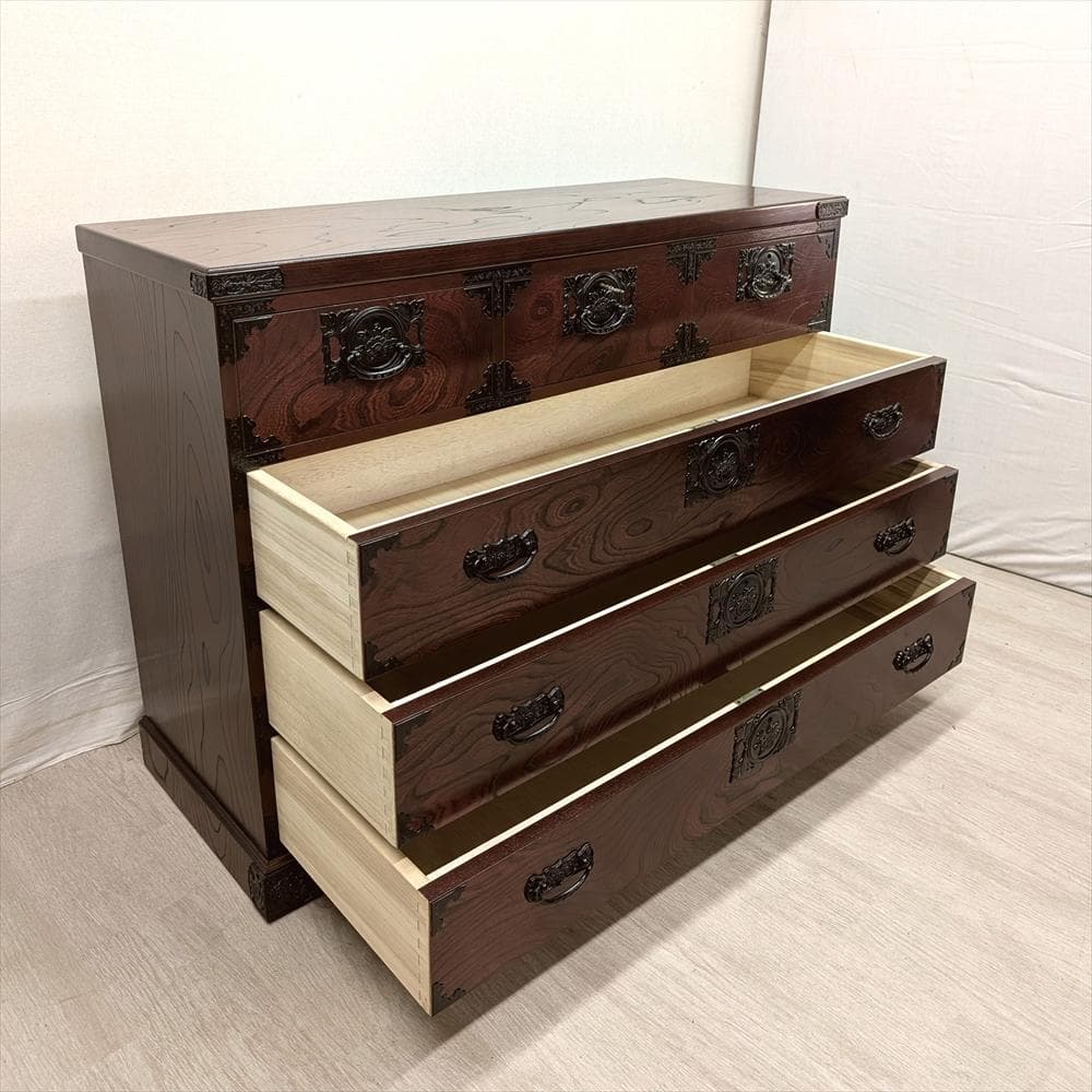 美品　飛鳥工芸　欅箪笥　ケヤキ　リビングチェスト　箪笥　タンス　焼印　気密　民藝