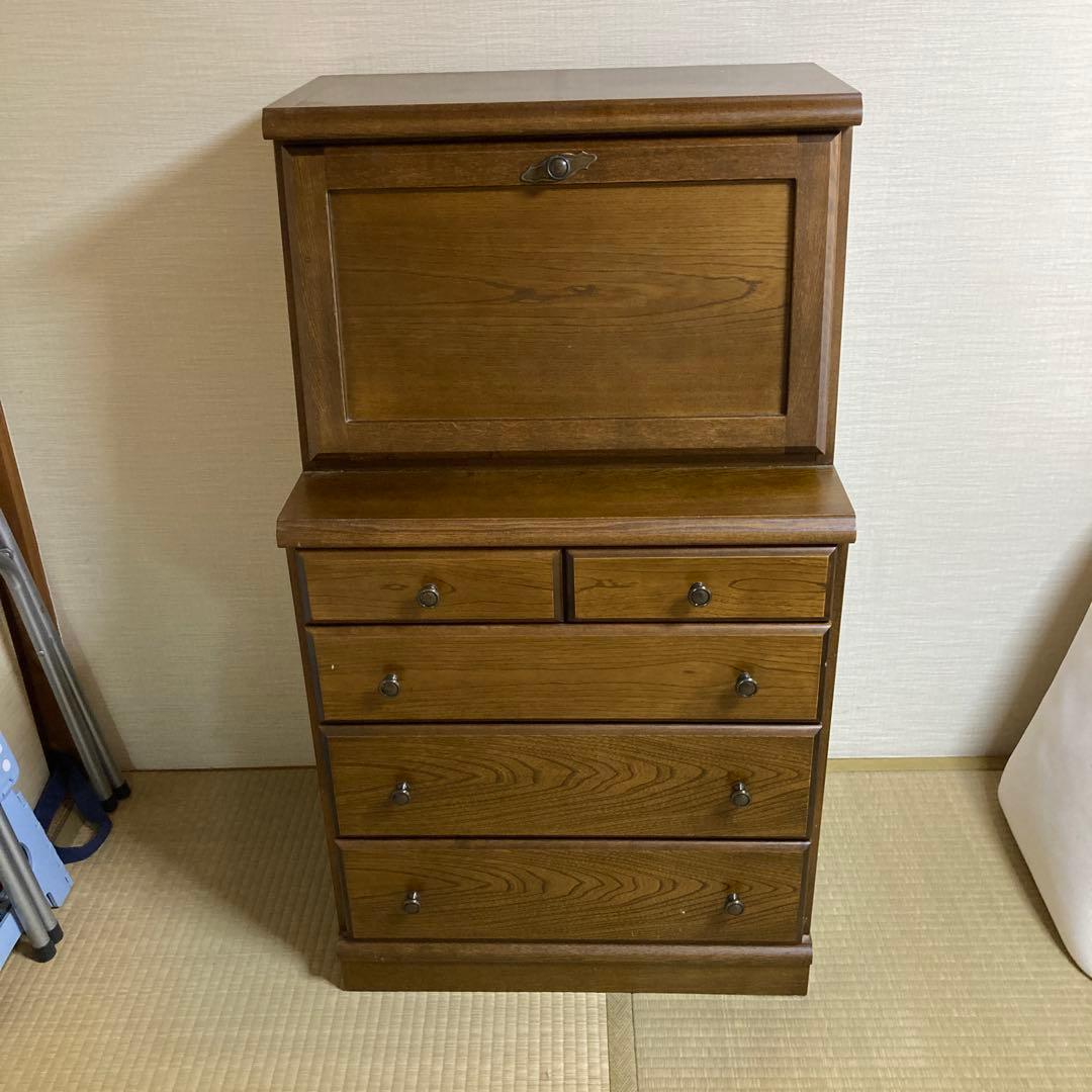 木製ライティングビューロー　フラップ式収納付き　送料込み価格　9/29迄出品