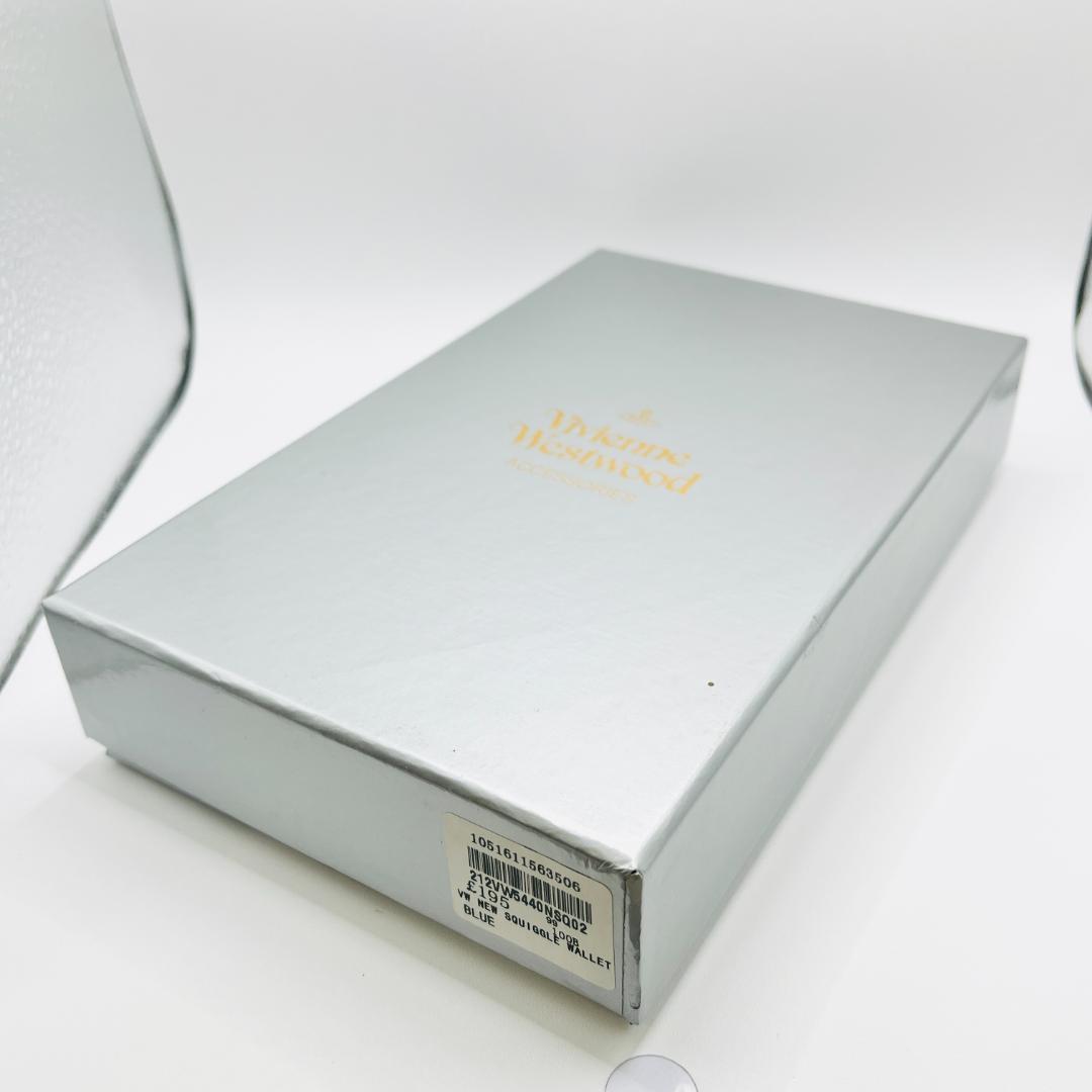 特価 未使用 Vivienne Westwood 青 シンプル 長財布 折財布