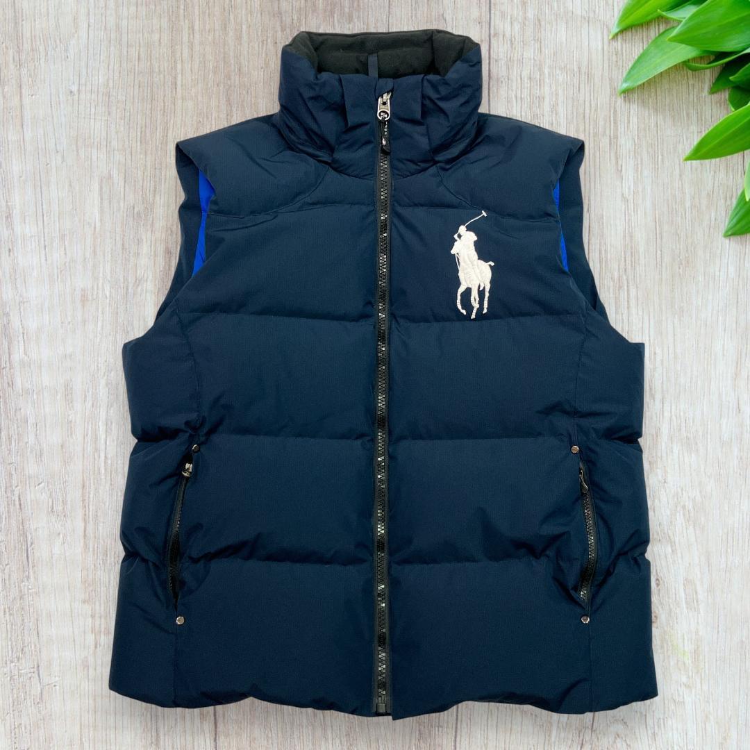 極美品 ポロラルフローレン ダウンベスト ネイビー 刺繍ビッグポニー L 50