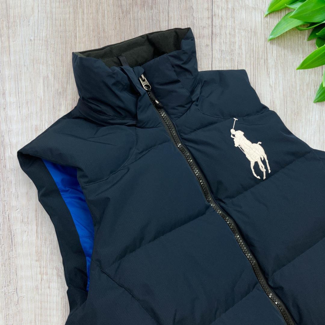 極美品 ポロラルフローレン ダウンベスト ネイビー 刺繍ビッグポニー L 50