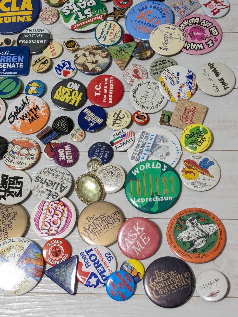 アメリカの缶バッジ 220個 まとめ売り ビンテージ ピンバッジ USA