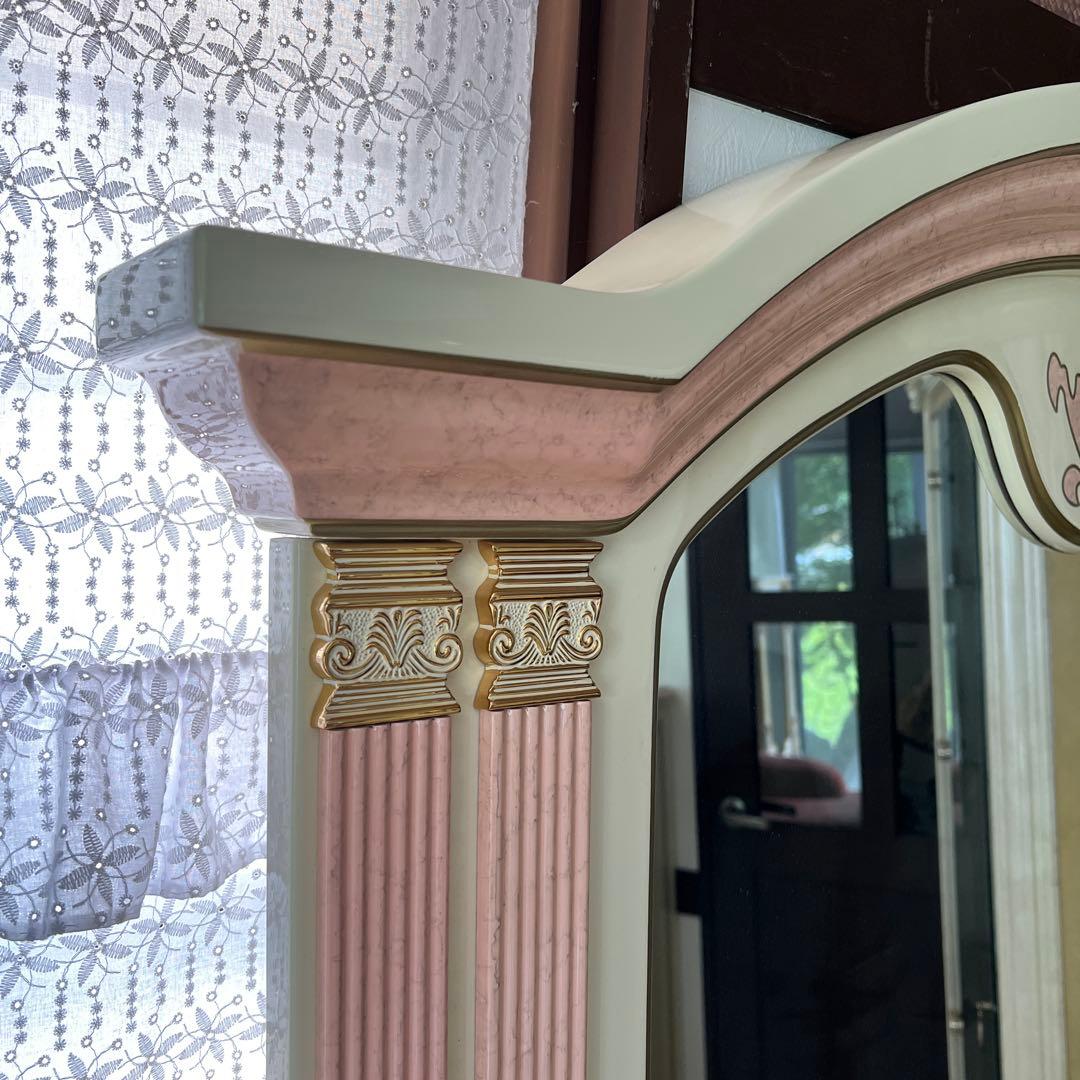 k411r120 イタリア製 ロココ調ドレッサー・チェアセット 姫系 白家具