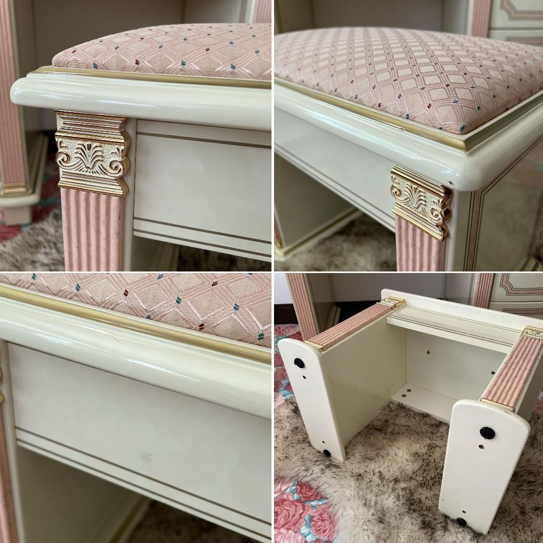 k411r120 イタリア製 ロココ調ドレッサー・チェアセット 姫系 白家具