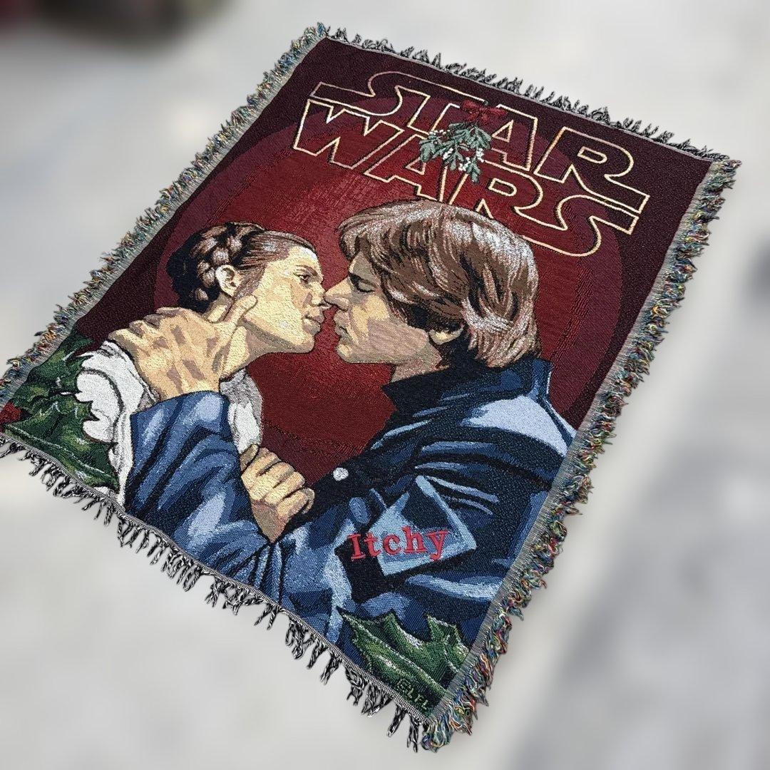 スターウォーズ　ハンソロ　レイア姫　ブランケット　ラグ　144x120