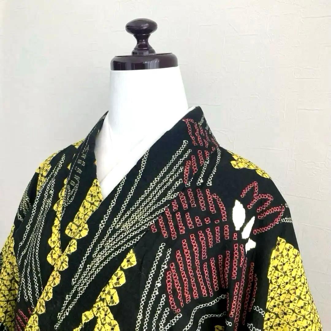 masami 有松絞り浴衣・蜘蛛絞り　菖蒲　身丈169・裄74No.-50