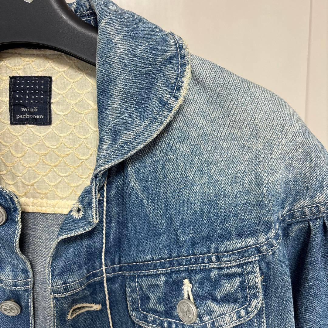 ミナペルホネンライトブルーデニムジャケット