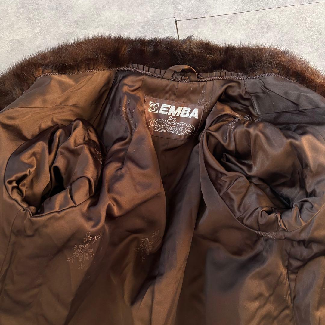 EMBA ミンクファーコート ロングコート 毛皮　ブラウン　11号　エンバ