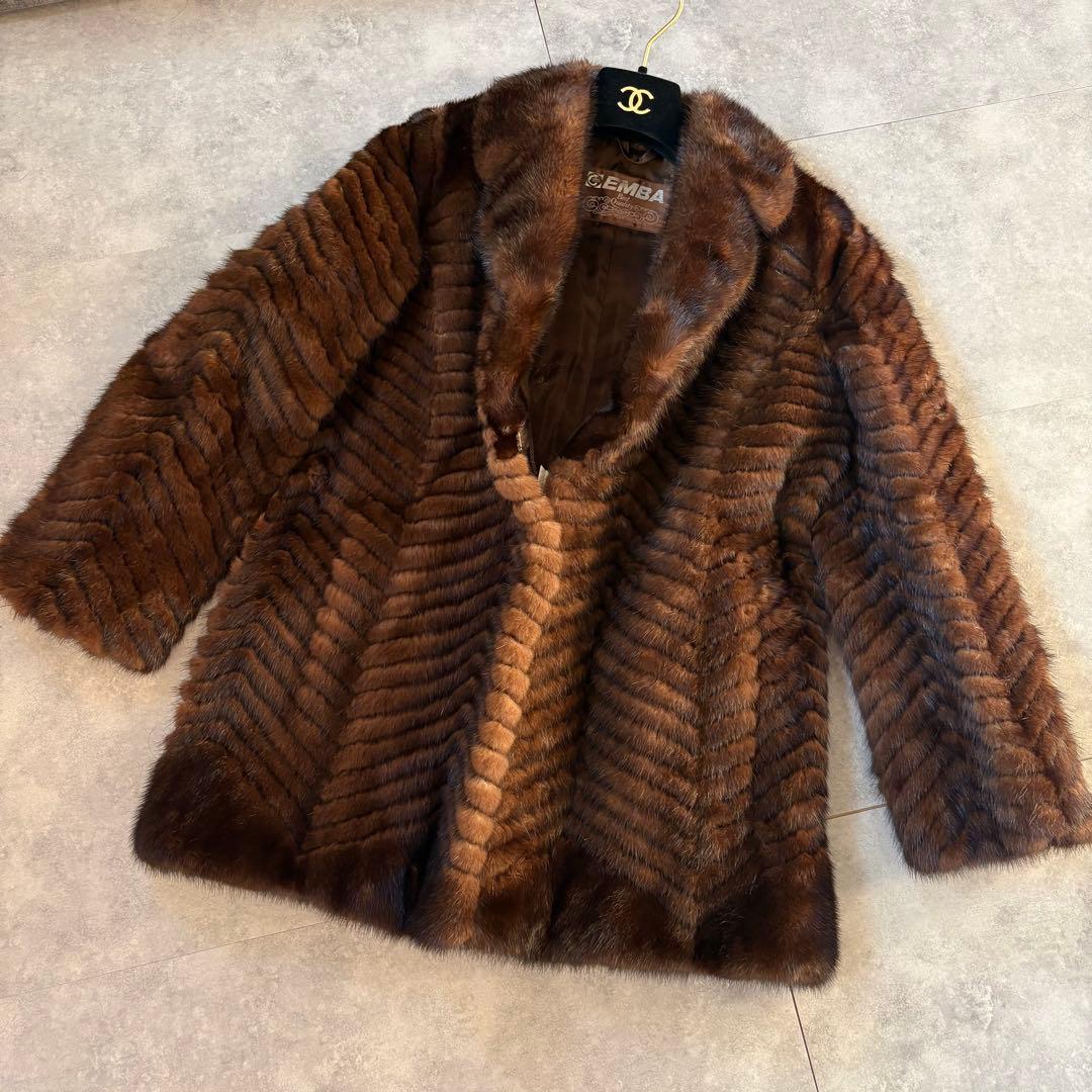 EMBA ミンクファーコート ロングコート 毛皮　ブラウン　11号　エンバ