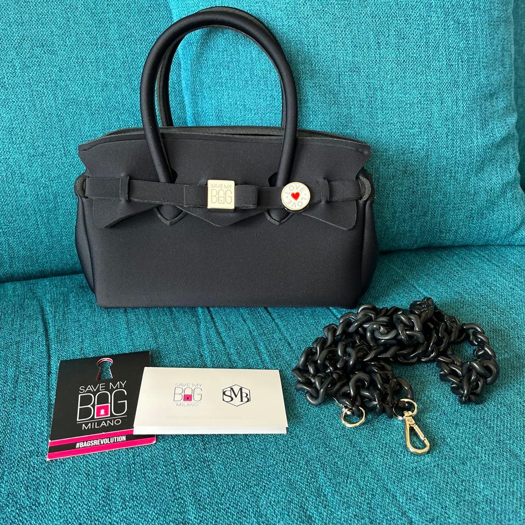 SAVE MY BAG ブラックバッグ チャーム付き