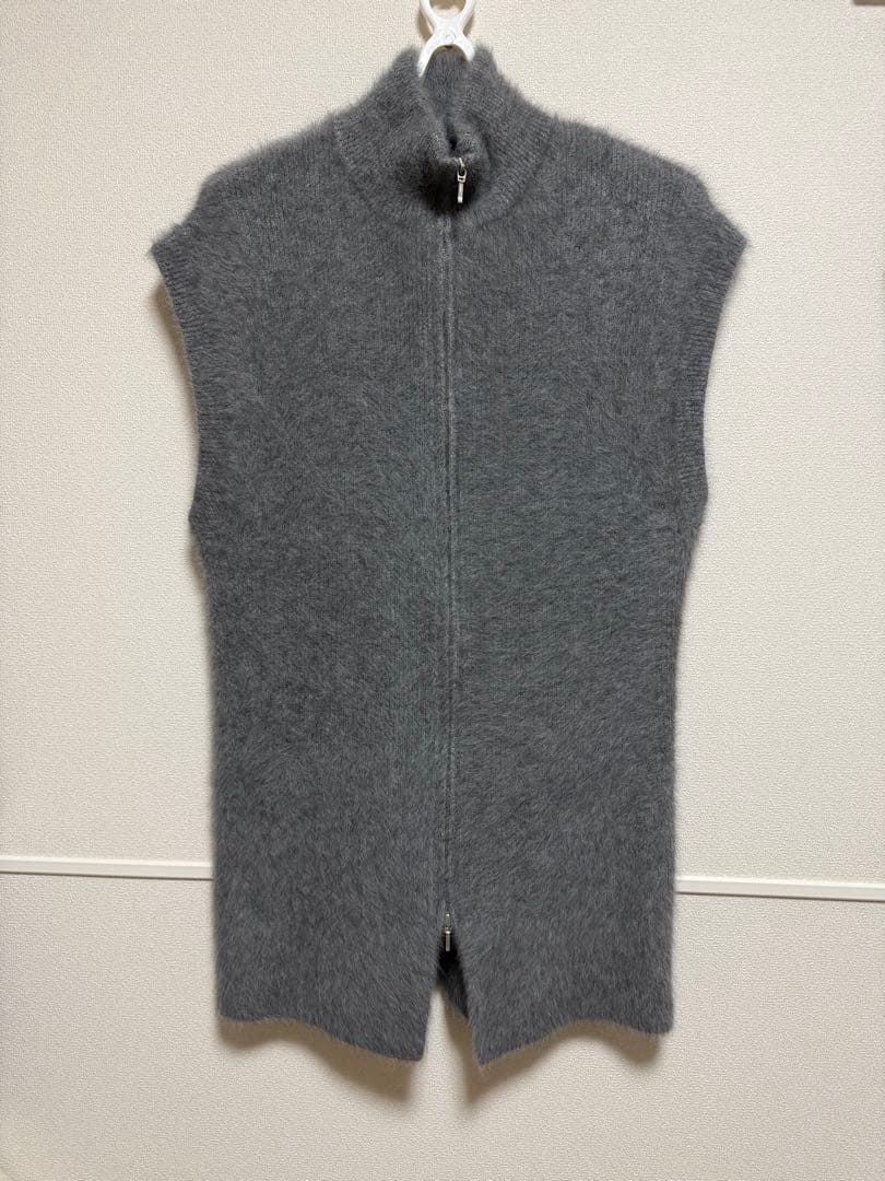 DRESSLAVEグレー ジップアップ ニットベスト 38