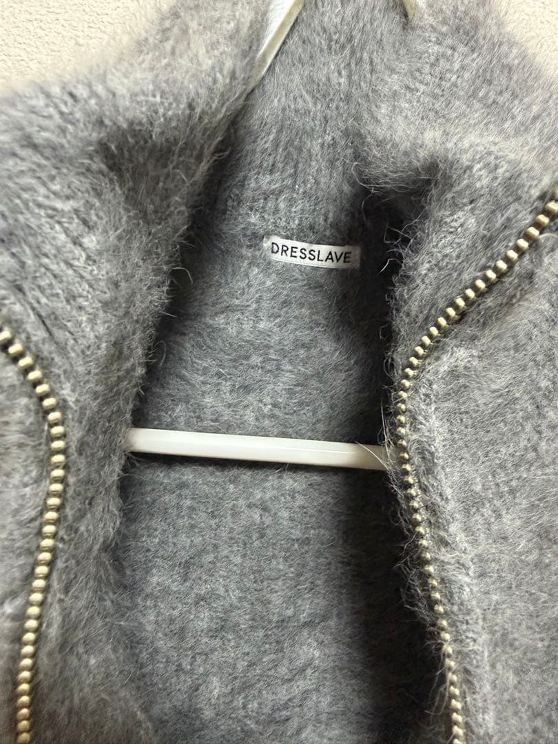 DRESSLAVEグレー ジップアップ ニットベスト 38