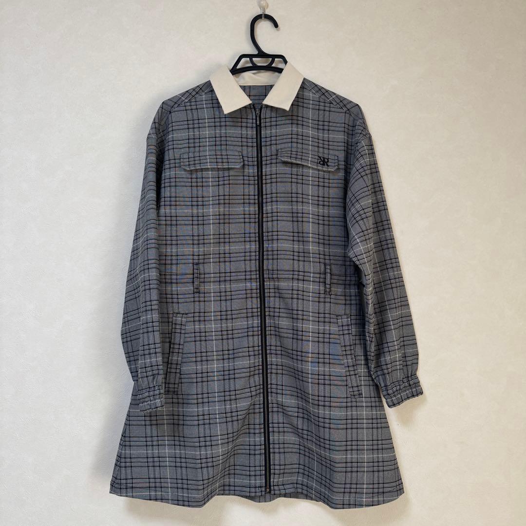 【美品】グレンチェックドロストワンピース　rienda golf