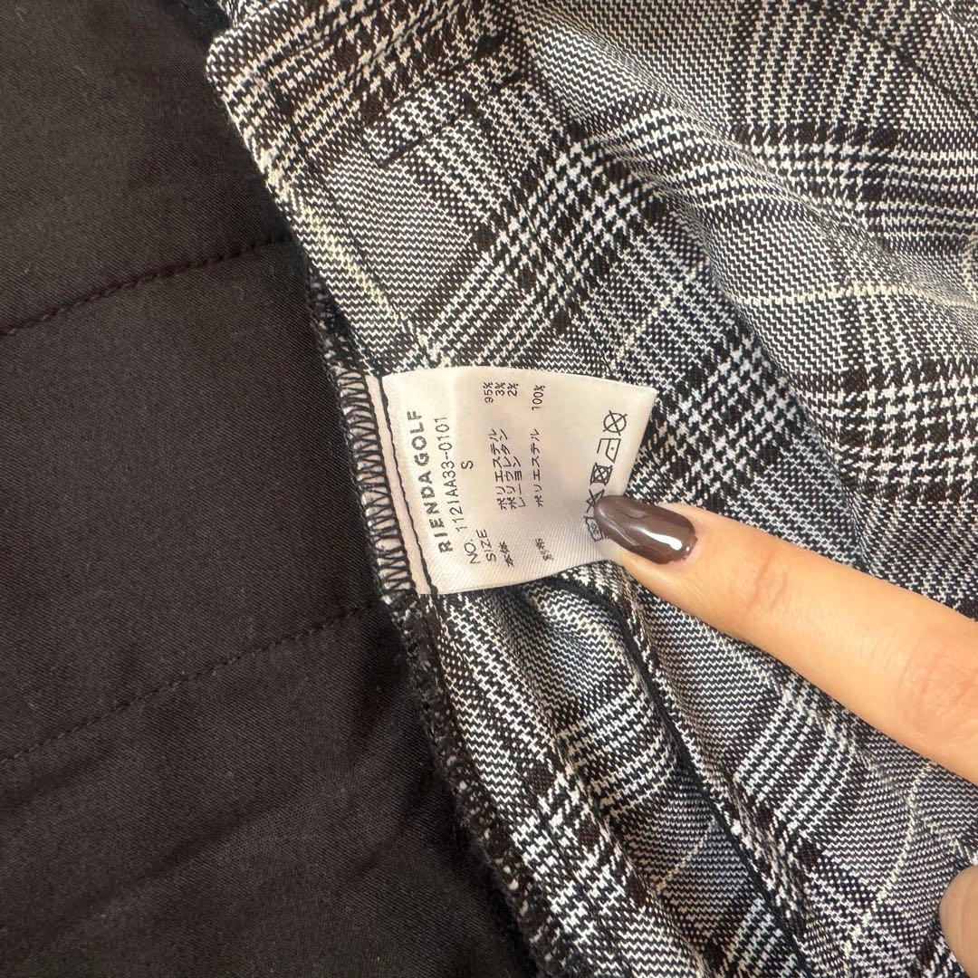 【美品】グレンチェックドロストワンピース　rienda golf