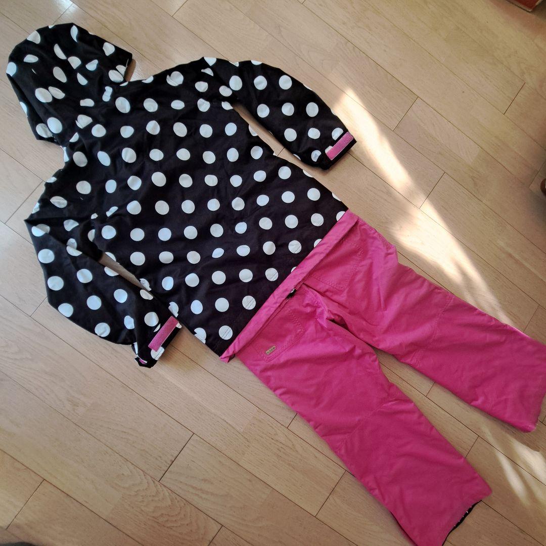 ★M★SiROP★スノーボードウェア★上下セット★黒×ピンク★水玉★レディース★