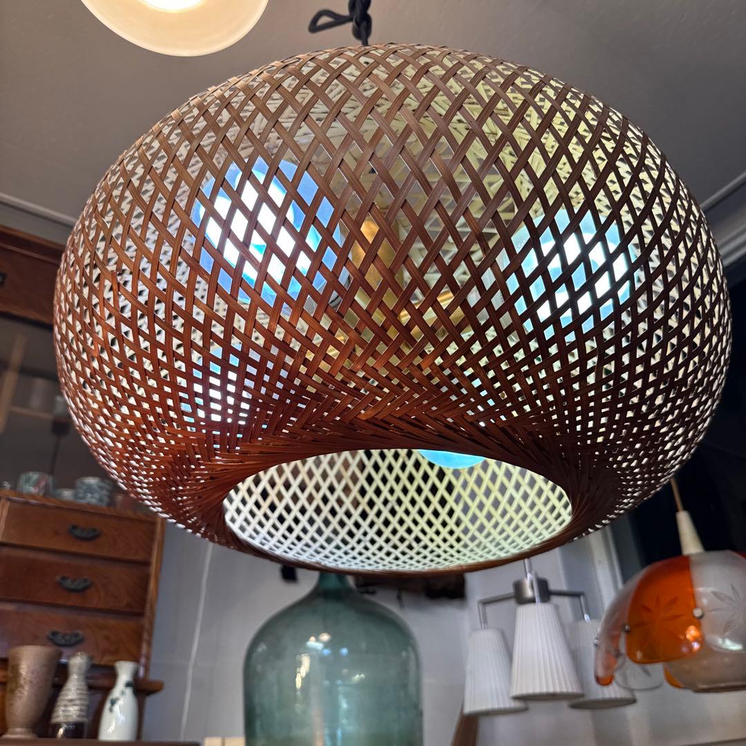 j*n様 昭和レトロ　ビンテージ　竹籠照明　4灯式