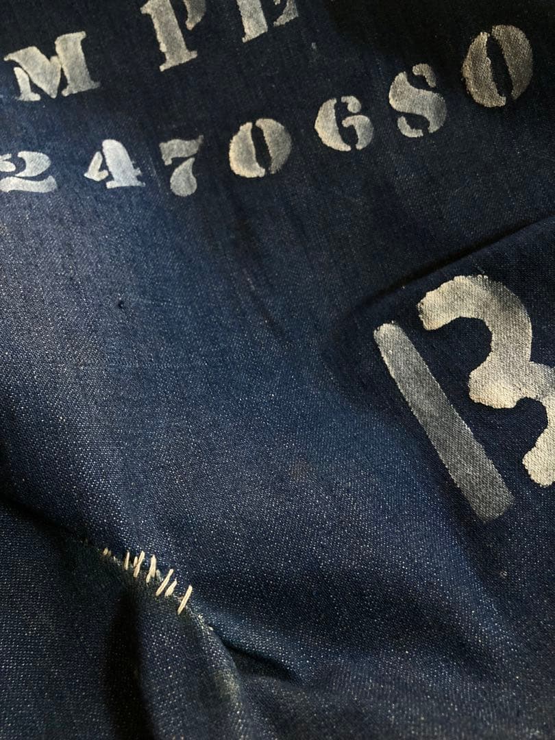 30s 40s ヴィンテージ デニム ランドリーバッグ 真紺 ARMY NAVY