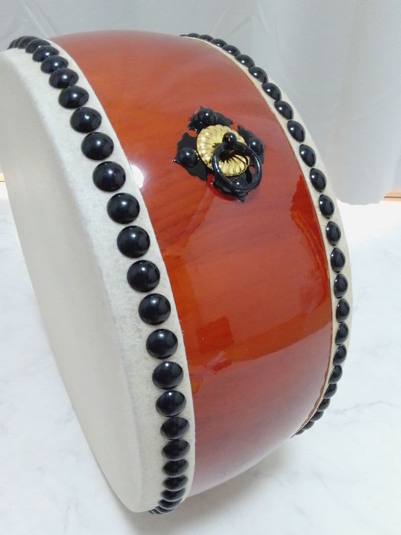 美品 1尺2寸 直径36cm×厚さ16cm 台付 バチ付 和太鼓 平胴太鼓 本皮