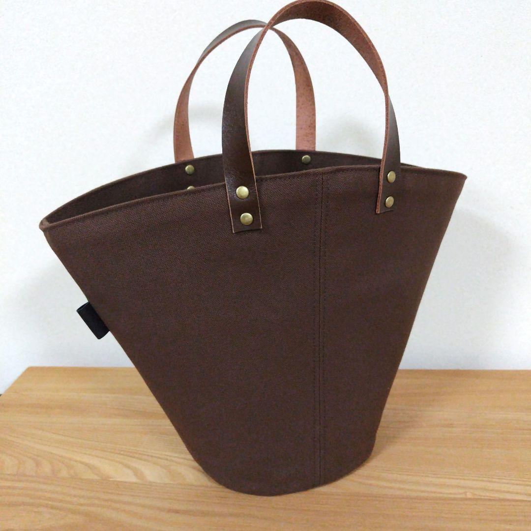 ハンドメイド、トートバック、帆布 マルシェ、ブラウン、バイカラースモーキーピンク