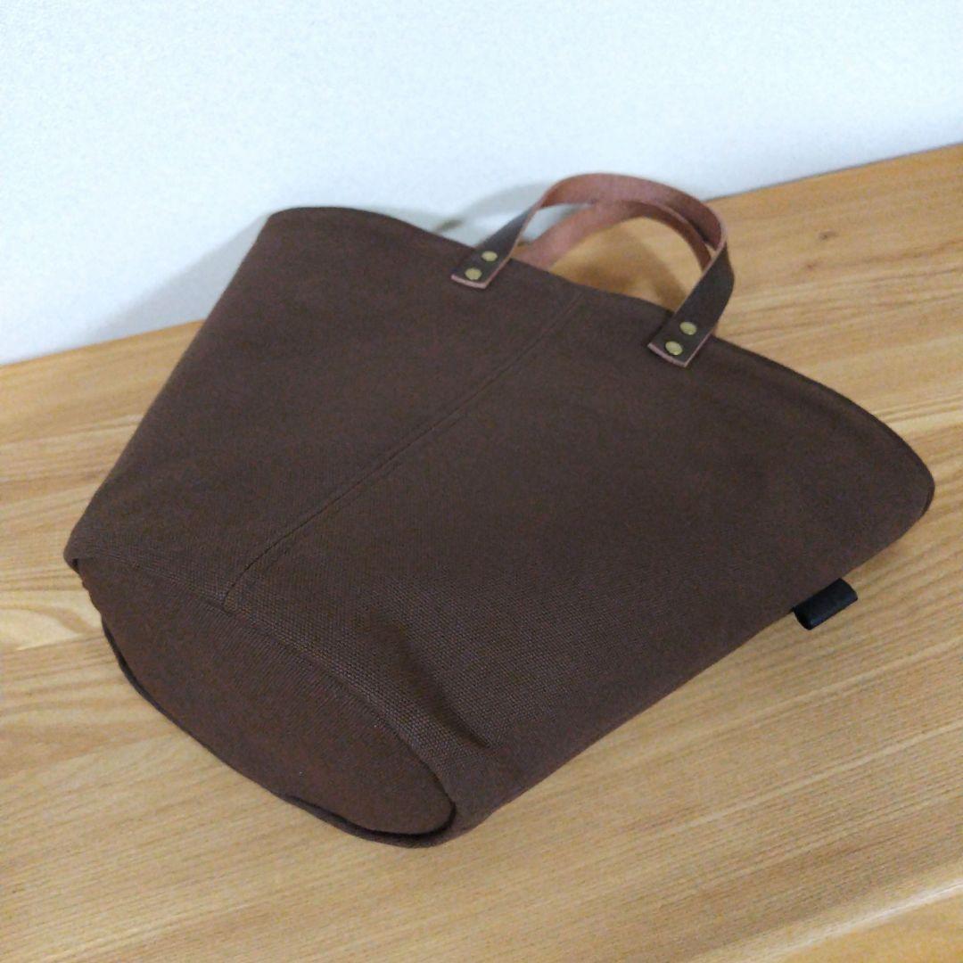 ハンドメイド、トートバック、帆布 マルシェ、ブラウン、バイカラースモーキーピンク